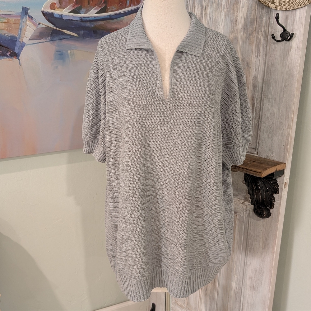 Zara Light Gray Knit Polo